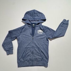 Roots Kids Heathered Navy Hooded Zip Sweatshirt
